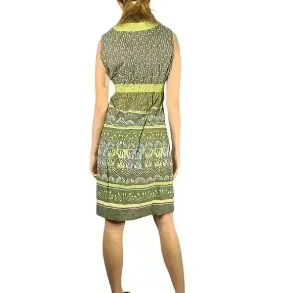 Gilligan & Omalley Green Paisley Pattern Waist Tie Summer Dress - Picture 3 of 4